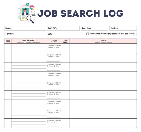 Printable Job Search Log Template