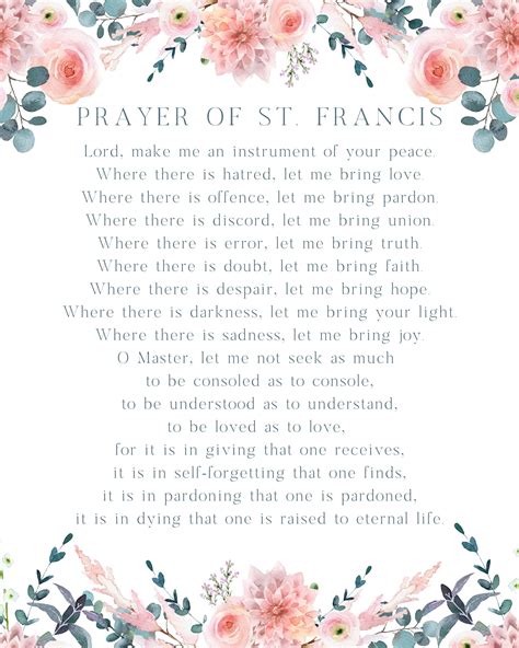 Printable Prayer Of St Francis