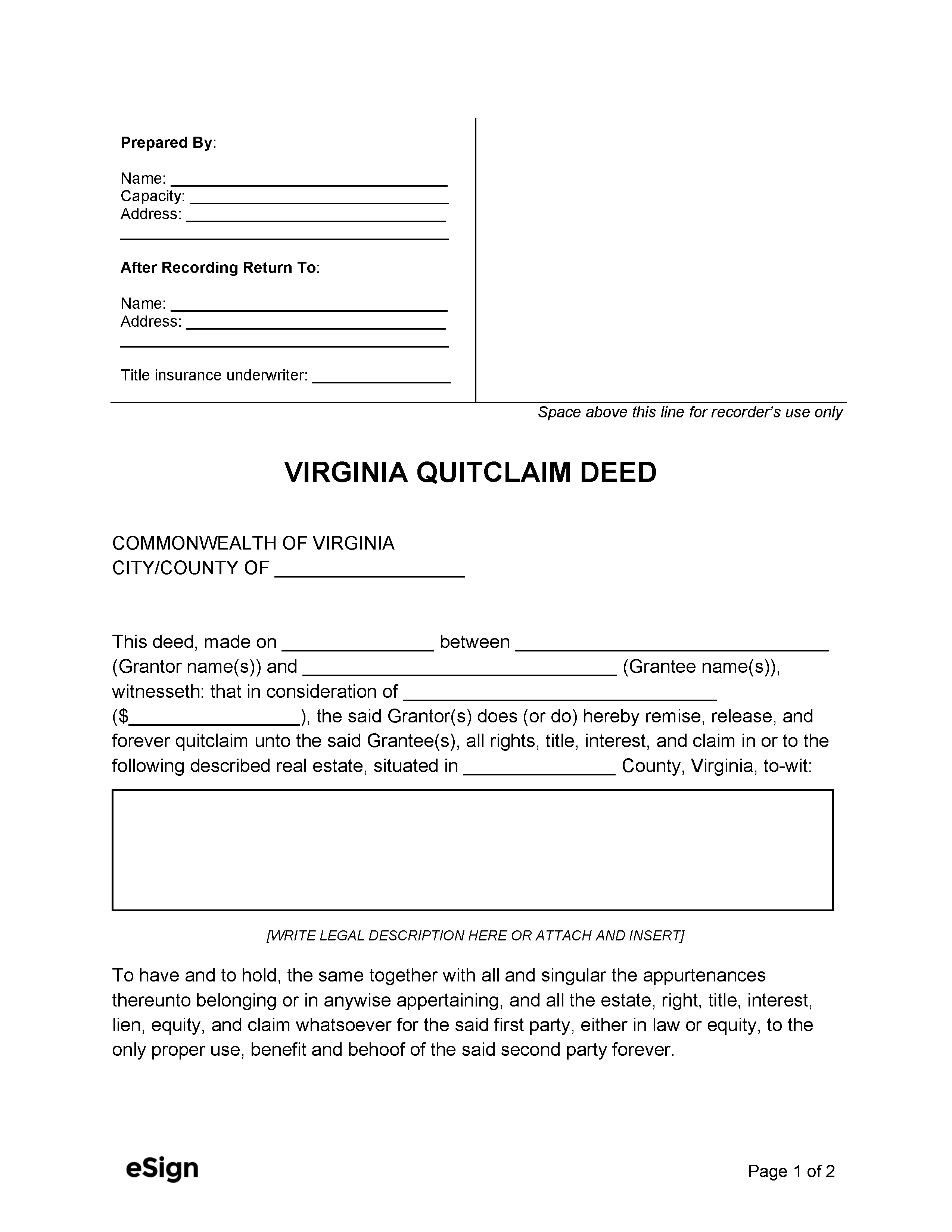 Printable Quick Claim Deed Prntbl Concejomunicipaldechinu Gov Co