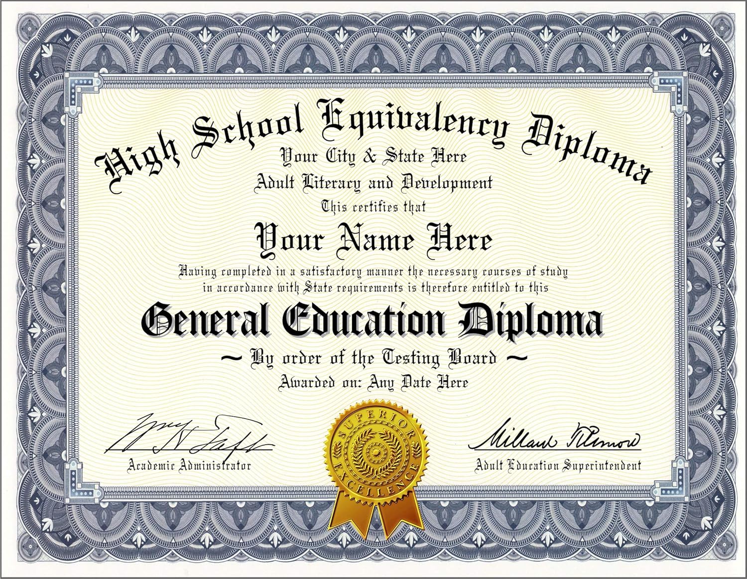 Printable Real Ged Certificate