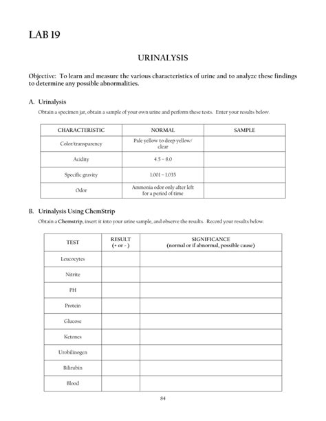 Printable Urine Dipstick Results Form