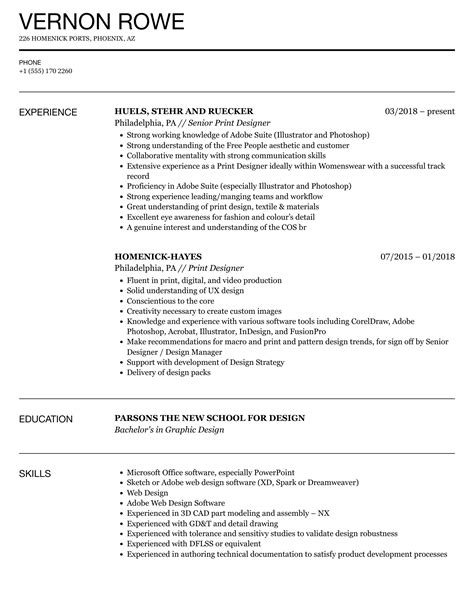 Printing Resume Sample