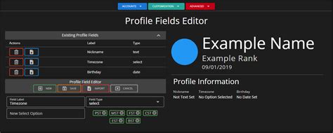 Profile Fields Sonoran Cms