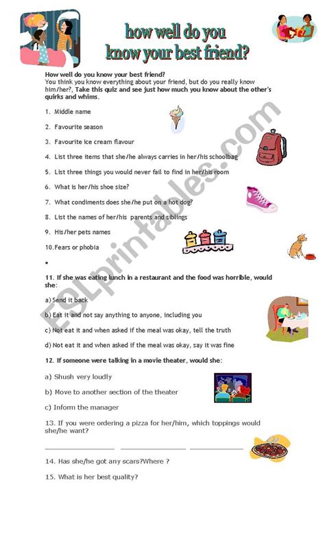 Quiz To Know How Well You Know Your Friends Esl Worksheet By Lanana