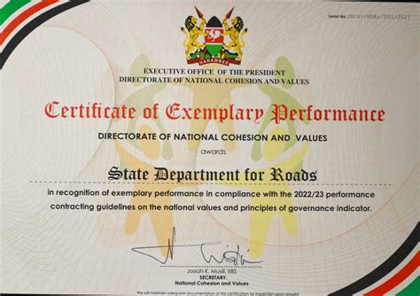 Recognition For Exemplary Performance Handover Certificate By The