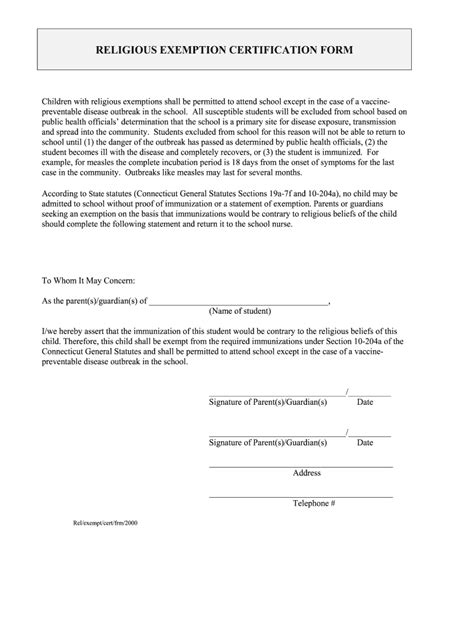 Religious Exemption Form: Easy Template Download