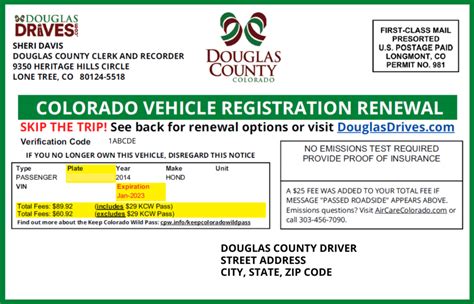 Renew Vehicle Registration License Plates Douglas County