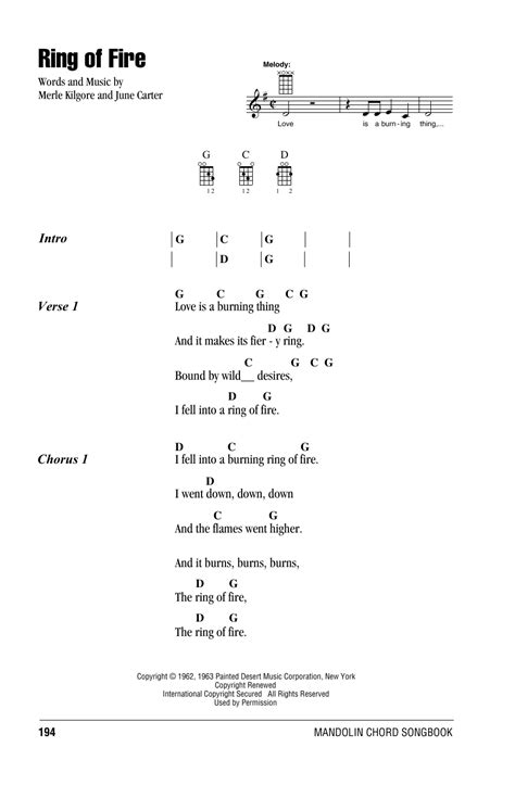 Ring Of Fire By Johnny Cash Mandolin Chords Lyrics Guitar Instructor