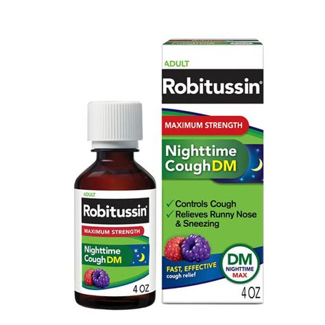 Robitussin Syrup Adult Dm Nighttime Max Maximum Strength Liquid Cough