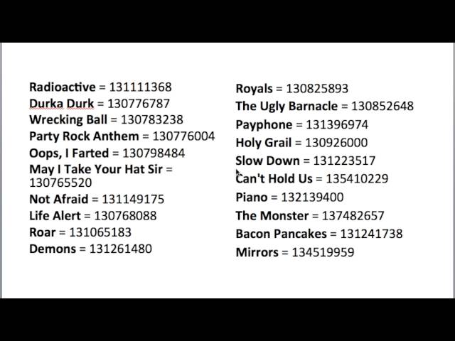 Roblox Id Music Codes