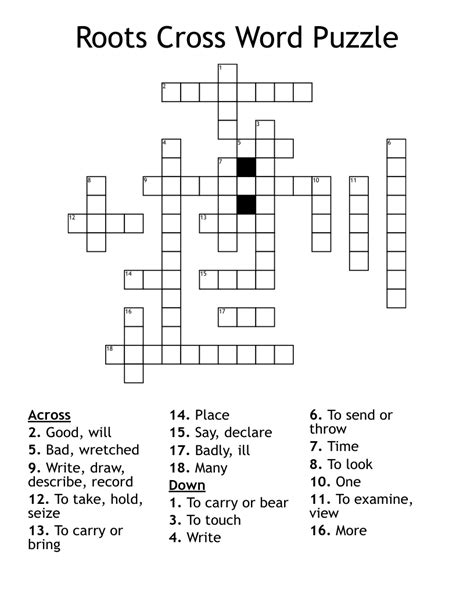 Root Word Crossword Puzzle Wordmint