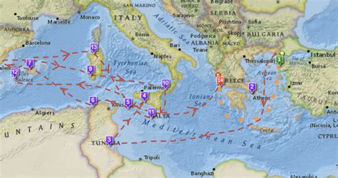 Sailing Map For The Odyssey