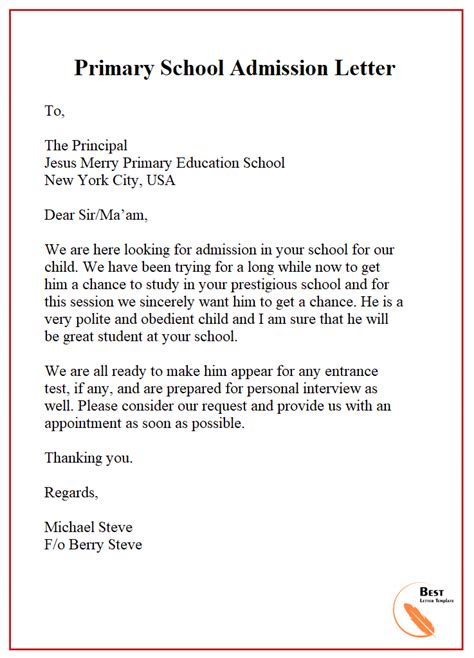 Sample Letter Of Consideration For School Admission Formal Letter