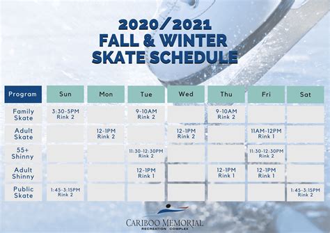 Schedule For Ice Skating