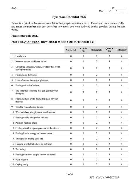 Scl 90 Symptom Checklist 90