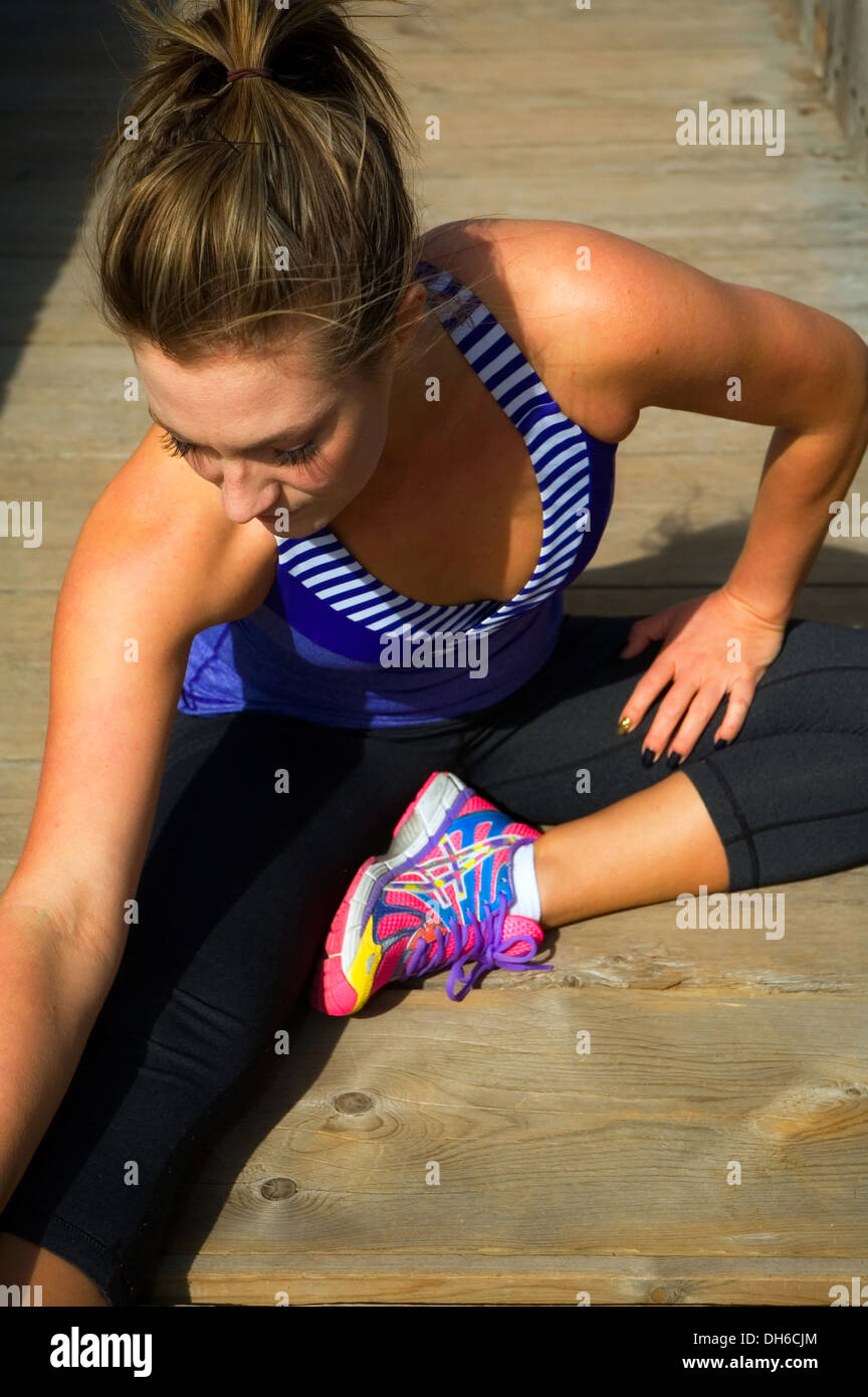 Seated Hamstring Stretch Stock Photo Alamy