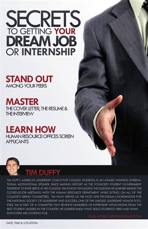 Secrets To Getting Your Dream Job Or Internship Tim Duffy