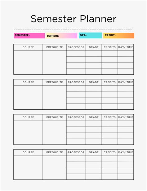 Semester Planning Printables