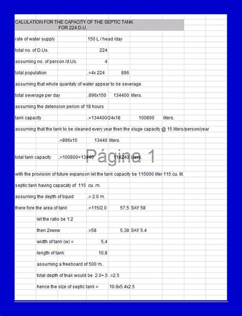 Septic Tank Size Calculations In Xls Cad 5 15 Kb Bibliocad