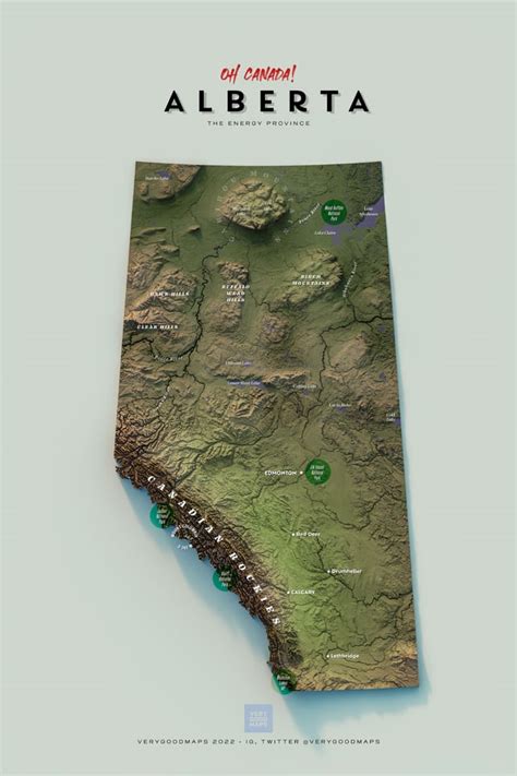 Shaded Relief Map Of Alberta