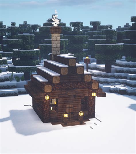 Snowy Log Cabin Cottagecore Minecraft Aesthetic Winter Build Kelpie