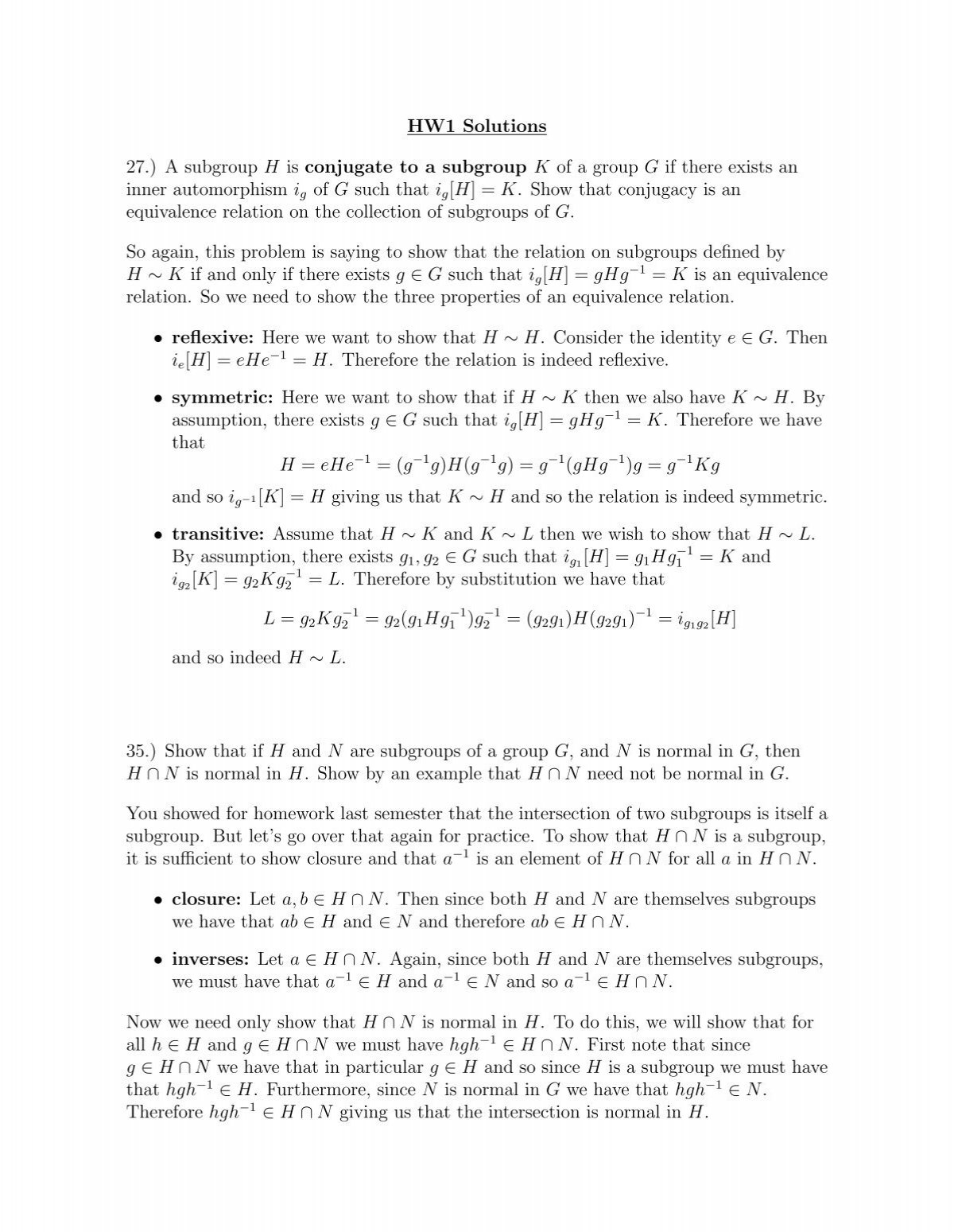 Solution Conjugate Subgroup 1 Studypool