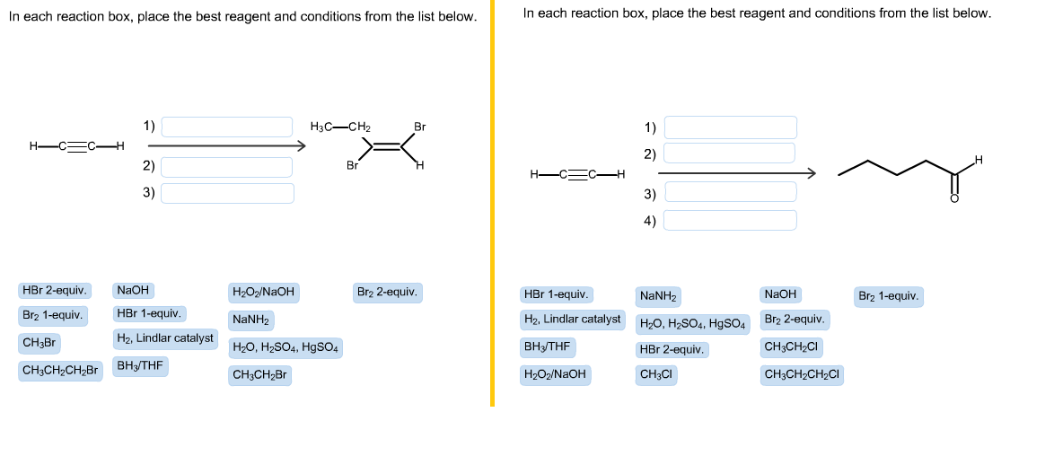 Solved In Each Reaction Box Place The Best Reagent And C Chegg Com