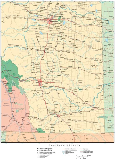 Southern Alberta Map In Adobe Illustrator Vector Format