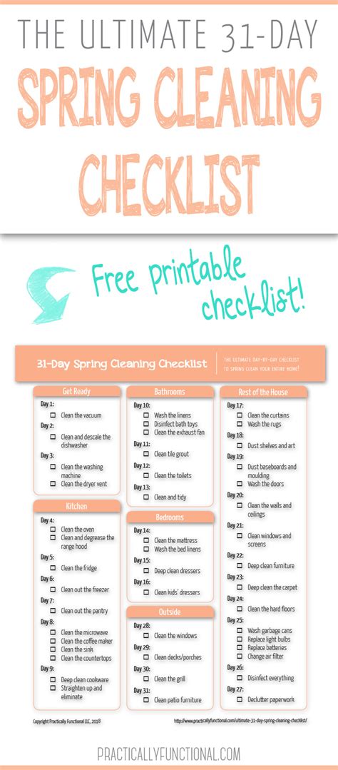 Spring Cleaning Checklist Printable Mmfiln