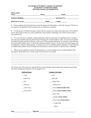 Stanford Housing Room Condition Form