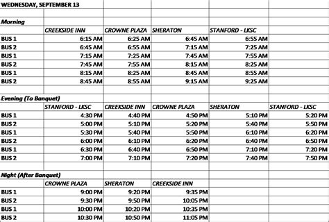 Stanford Shuttle Schedule