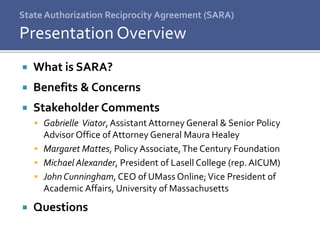 State Authorization Reciprocity Agreement Sara Briefing Ppt