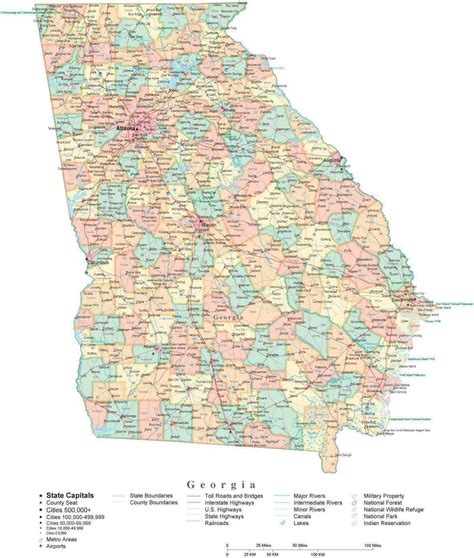 State Map Of Georgia In Adobe Illustrator Vector Format Detailed