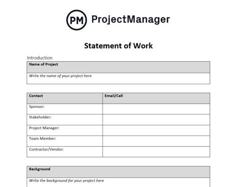 Statement Of Work Template: Project Success Blueprint