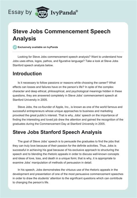 Steve Jobs Commencement Speech Analysis Rhetorical Devices Structure