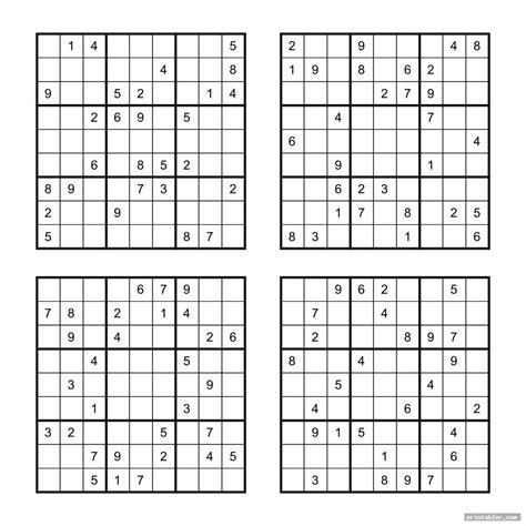 Sudoku Printable Puzzles 4 Per Page