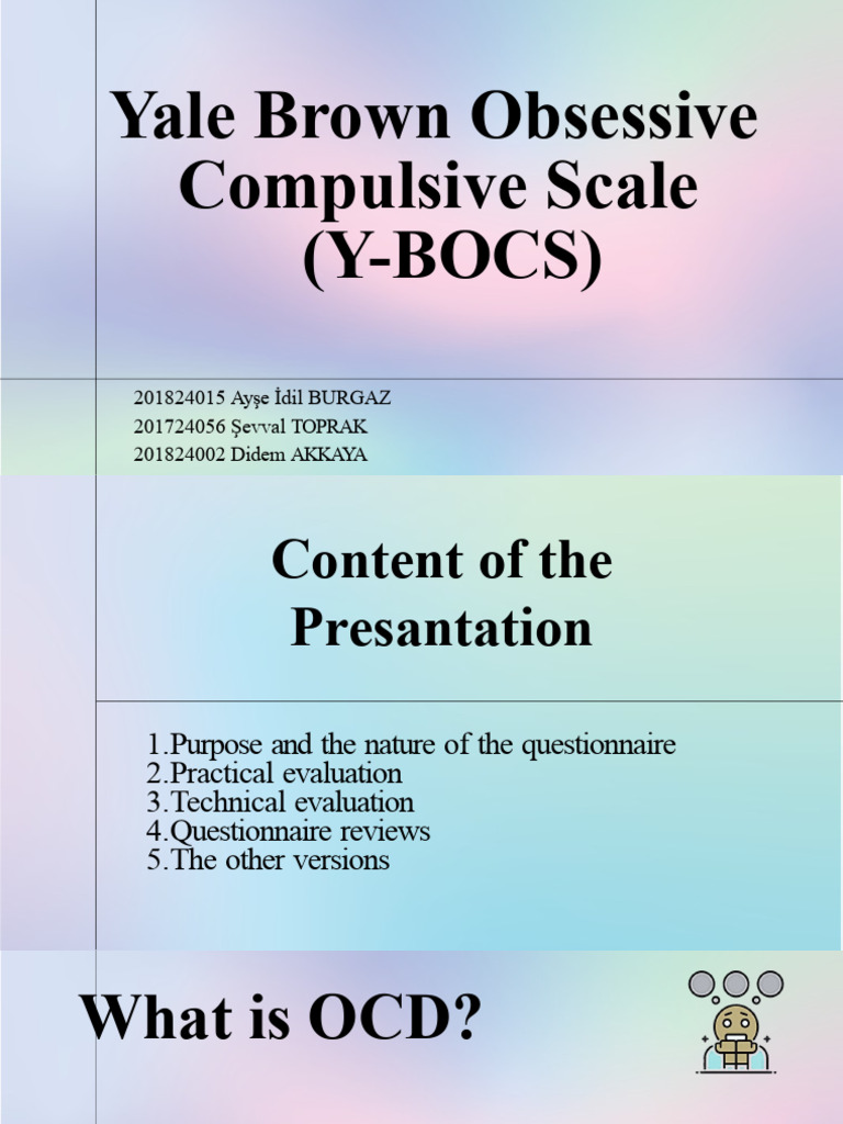 Table 5 From Factor Structure Of The Yale Brown Obsessive Compulsive