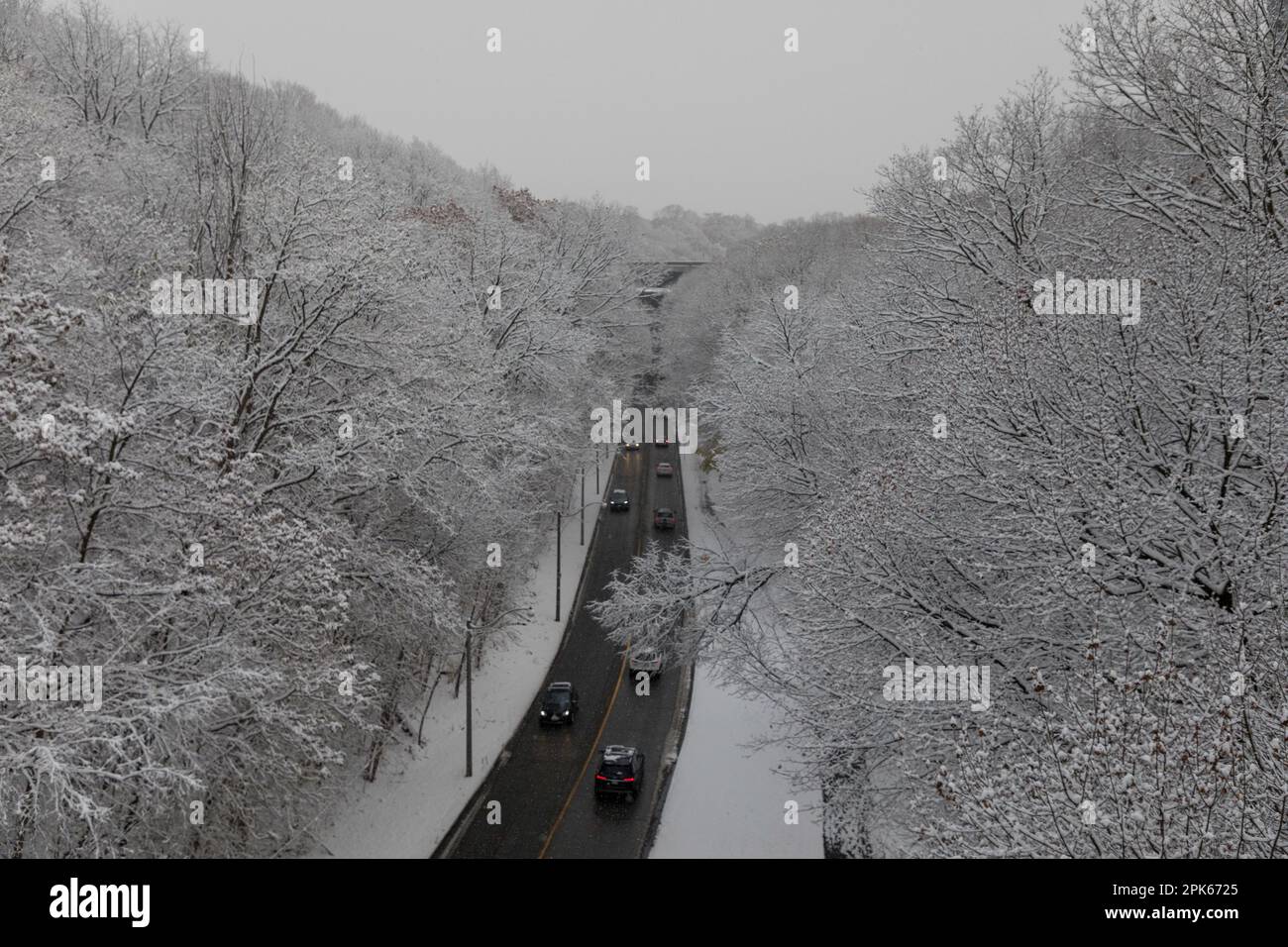 Tail Lights From Cars Provide A Splash Of Colour On Rosedale Valley