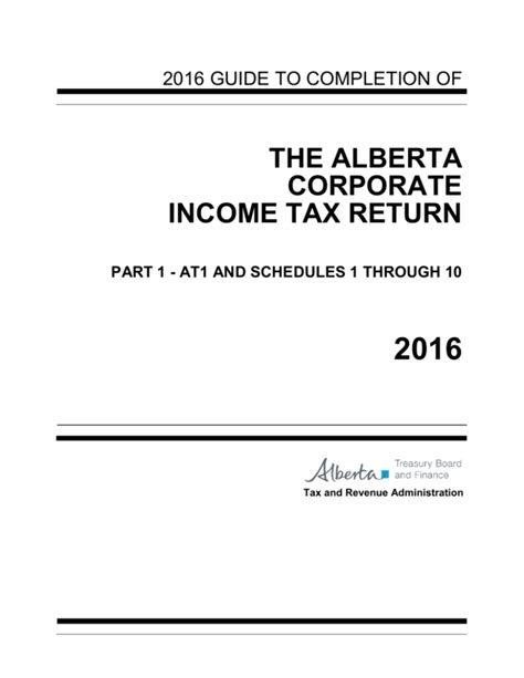 Tax And Revenue Administration Guide To At1 Alberta Corporate