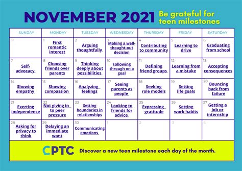 Teen Milestones Calendar Center For Parent And Teen Communication