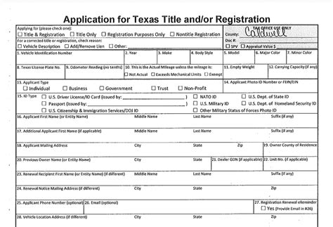 Texas Motor Vehicle Registration Renewal 2025 Form Manuel M Ross