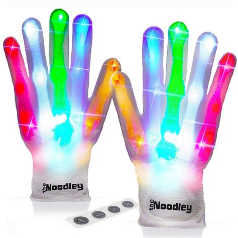 The Noodley Led Light Up Gloves For Kids Large White Oriental Trading