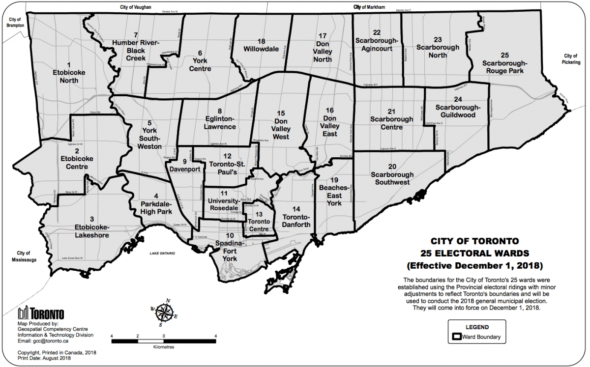 This Is What Toronto S 25 Electoral Ward Looks Like Maps Daily Hive