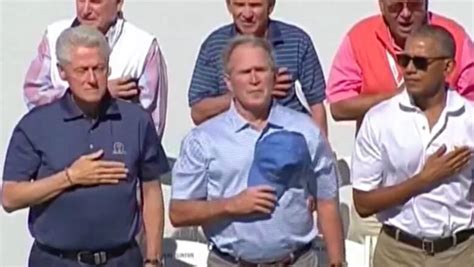 Three Former Presidents Show Respect During National Anthem Iheart