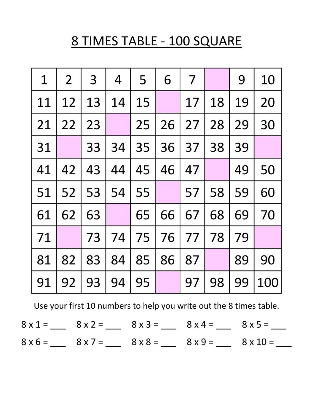 Times Tables Practice Sheets