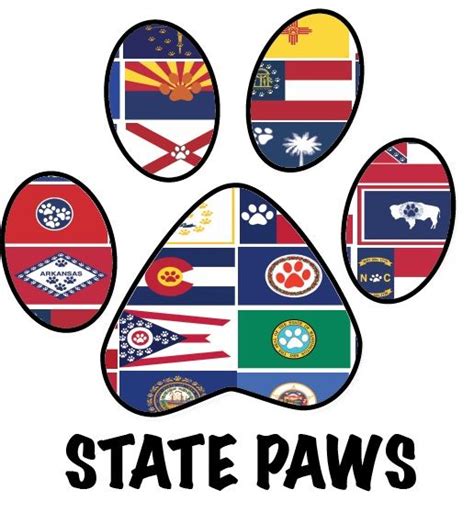 Trademarked State Paws Logo With State Flags Manipulated With Paw