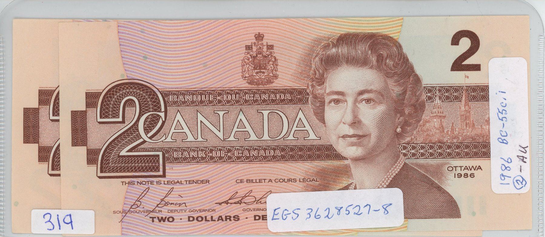 Two Consecutive Canadian Two Dollar Bills Schmalz Auctions