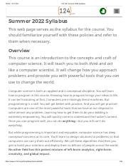 Uiuc Cs 124 Syllabus Pdf 7 6 22 11 21 Pm Cs 124 Summer 2022 Syllabus