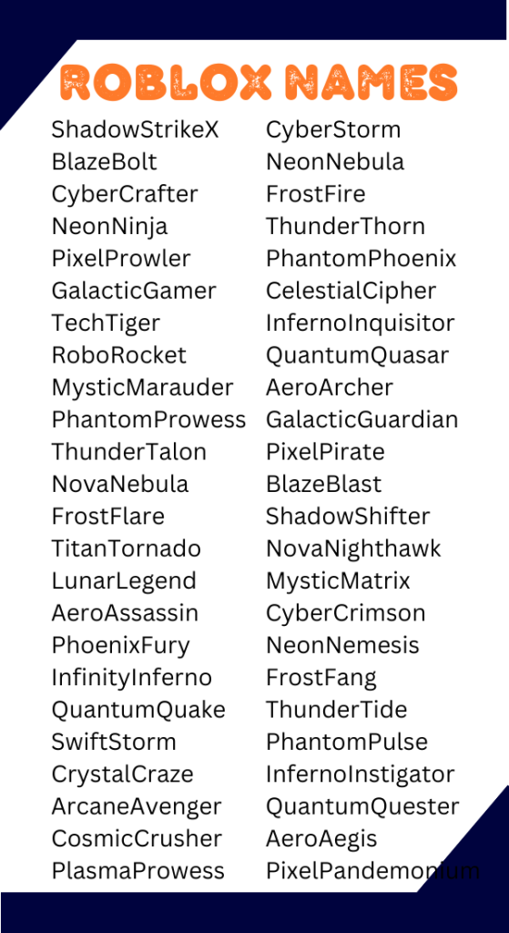 Unique Roblox Names