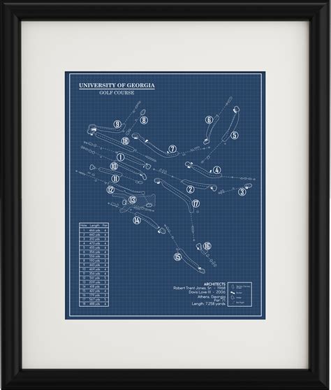 University Of Georgia Golf Course Blueprint Print Golfblueprints